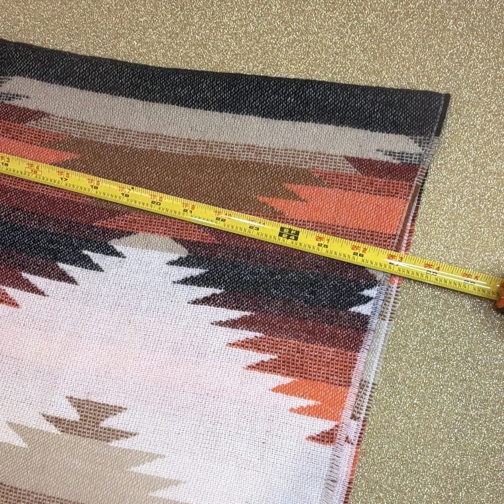 Southwestern Geometric Fringed Multicolor Scarf Wrap 27 x 80 in